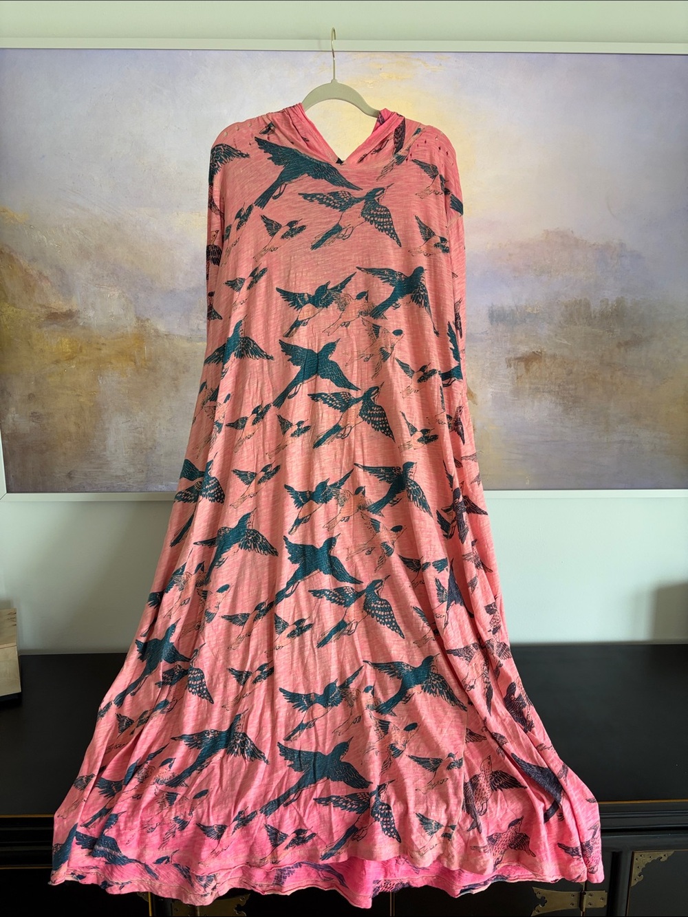 Magnolia Pearl Pink Maxi Dress with Navy Bird Print